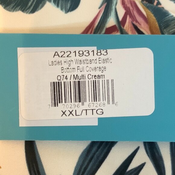 Bikini Bottom Womens XXL Aqua Quintsoul Floral New with Tags Sun Surf Beach Fun - Picture 4 of 8